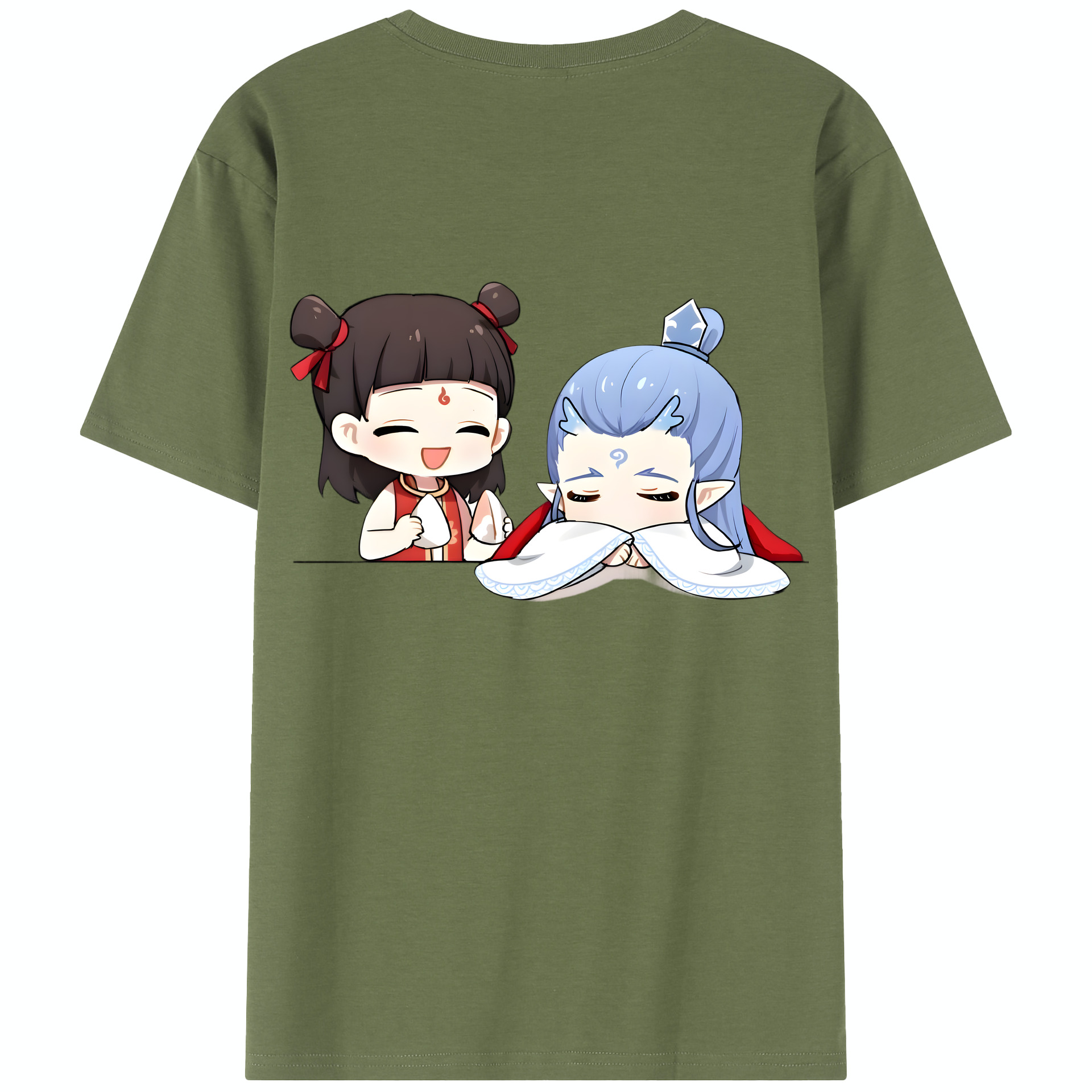 （画像用） Ne Zha 2 ナタ 魔童の大暴れ 綿100％半袖Tシャツ（背面プリント）